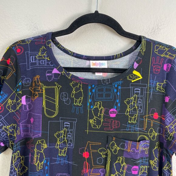 Lularoe Womens Small Winnie the Poo Print Carly Swing Dress Short Sleeve - Picture 2 of 9